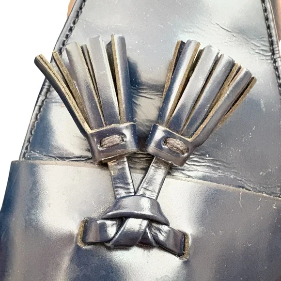 shoes J. CREW 8 navy leather mules slip-ons tassels - Picture 6 of 14